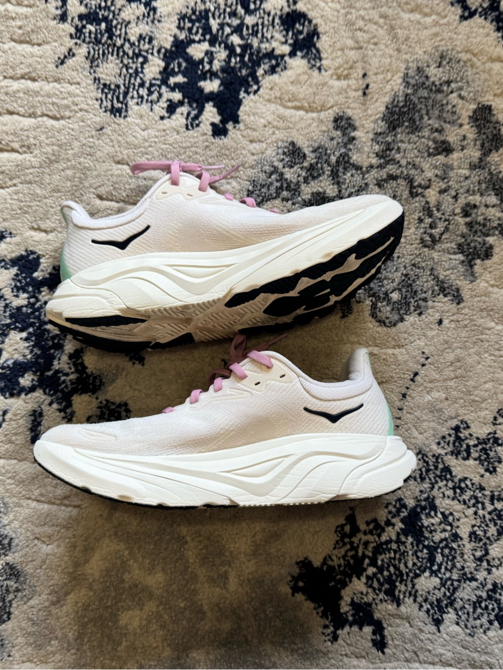 Hoka Women's White Sneakers with Light Pink Laces